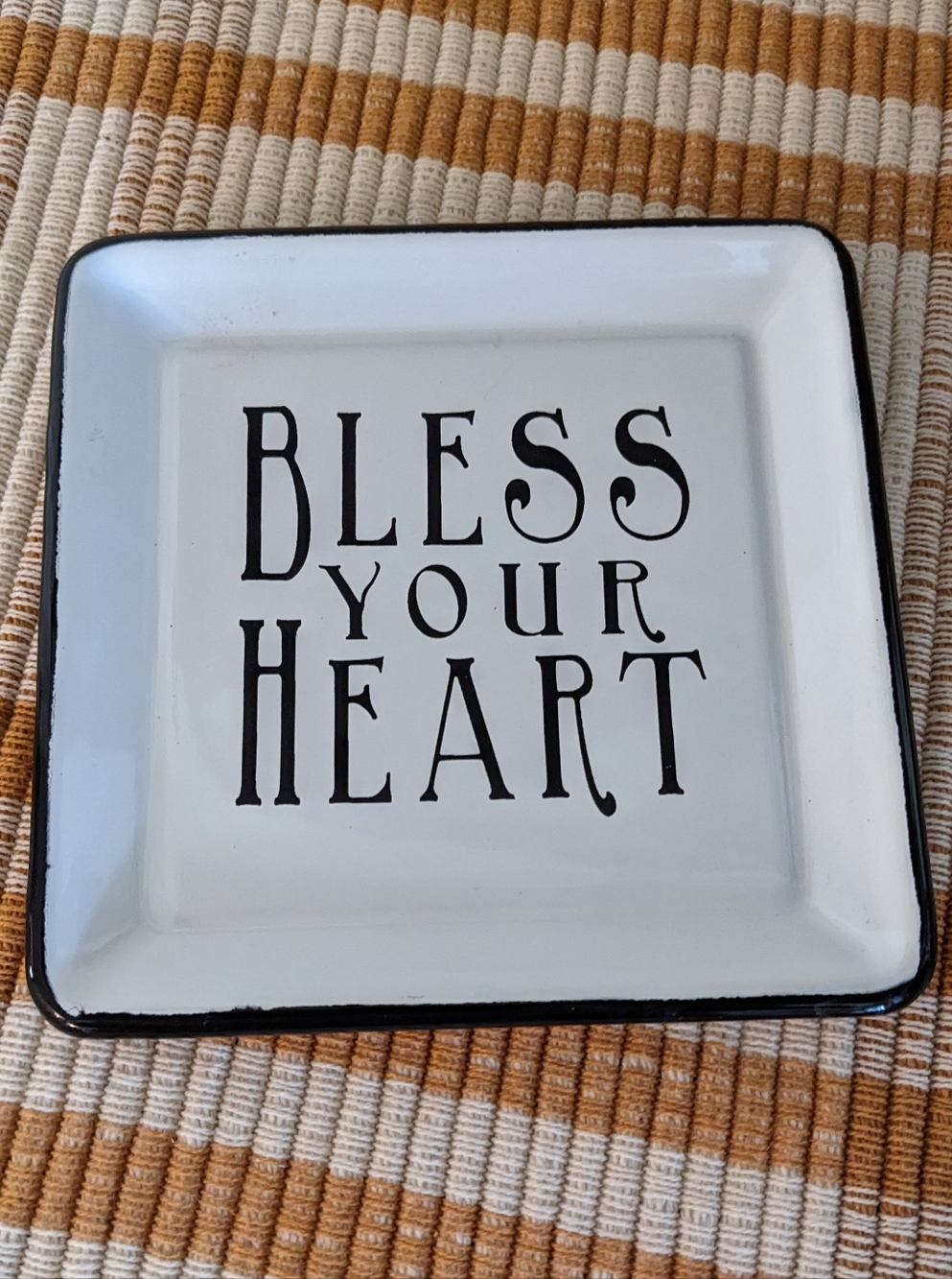 Bless Your Heart Creative CO-OP Metal Enamel Plate Trinket Tray Art Southern